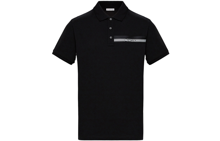 Мужская футболка Polo Moncler Stripe Logo (черная)
