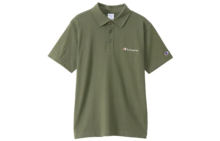 Champion Polo Shirts Unisex Army Green Polo Collar Moderate Other
