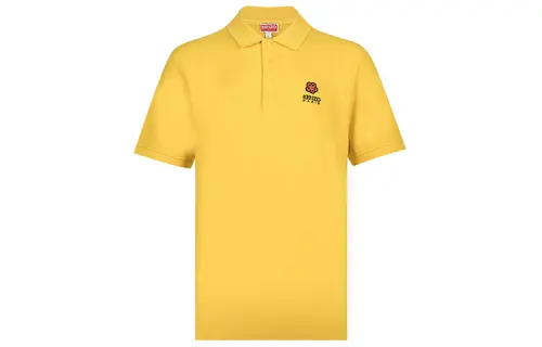 KENZO Polo Shirts Men's Yellow Polo Collar Moderate Straight Fit