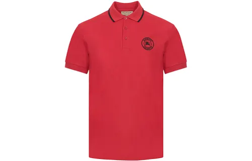 Burberry Polo Shirts Men's Red Polo Collar Moderate Straight Fit