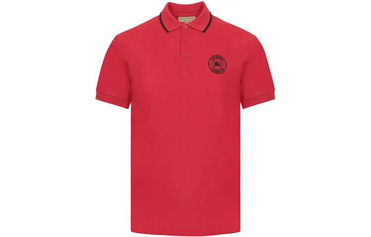 Burberry Polo Shirts Men's Red Polo Collar Moderate Straight Fit