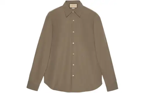 GUCCI Shirts Men's Brown Lapel Moderate Other