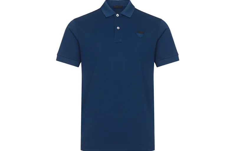 PRADA Polo Shirts Men's Aerospace Blue Polo Collar Moderate Straight Fit