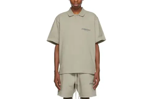 Fear Of God Essentials FW20 Polo Shirts Men's Olive Polo Collar Moderate Straight Fit
