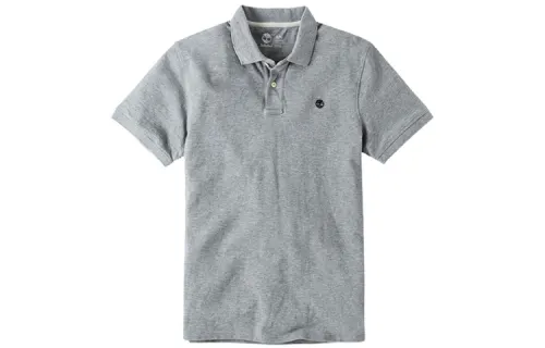 Timberland Polo Shirts Men's Medium Heather Gray Polo Collar Moderate Straight Fit
