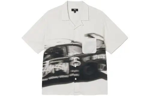 Stussy Shirts Men's White Cuban Collar Moderate Other
