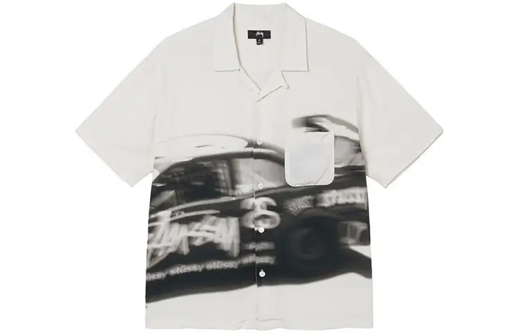 Stussy Shirts Men's White Cuban Collar Moderate Other