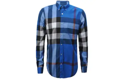 Burberry Shirts Men's Blue Lapel Moderate Shirt
