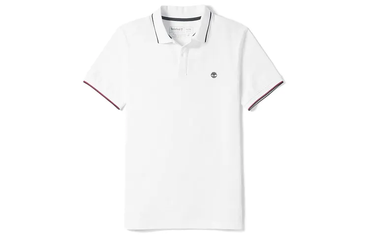 Timberland Polo Shirts Men's White Polo Collar Moderate Straight Fit