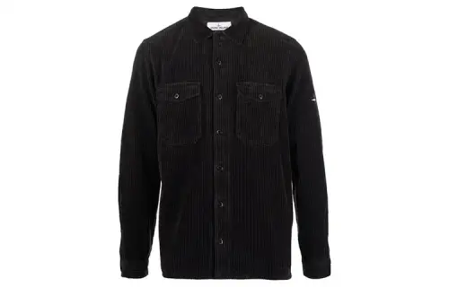 STONE ISLAND Shirts Men's Black Lapel Moderate Other