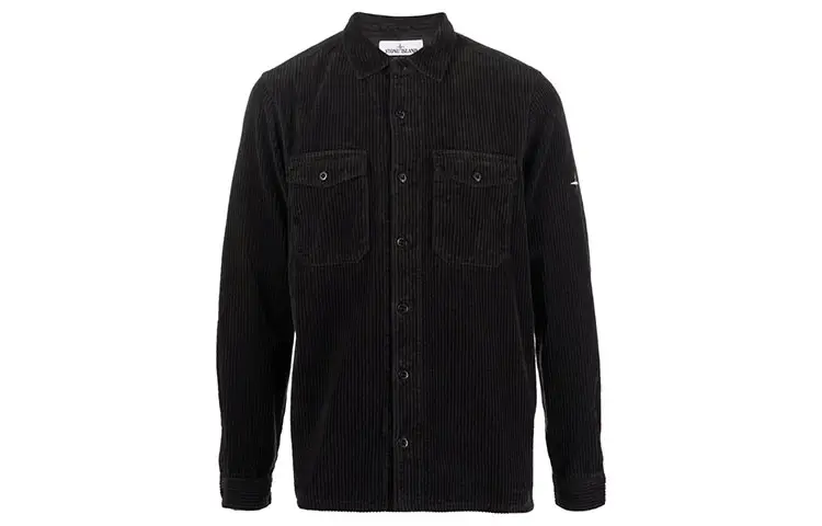 STONE ISLAND Shirts Men's Black Lapel Moderate Other