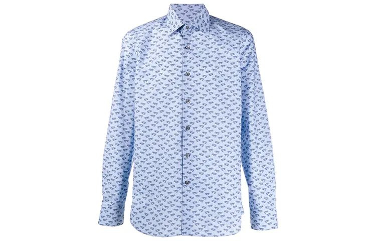 PRADA Shirts Men's Blue Lapel Moderate Shirt