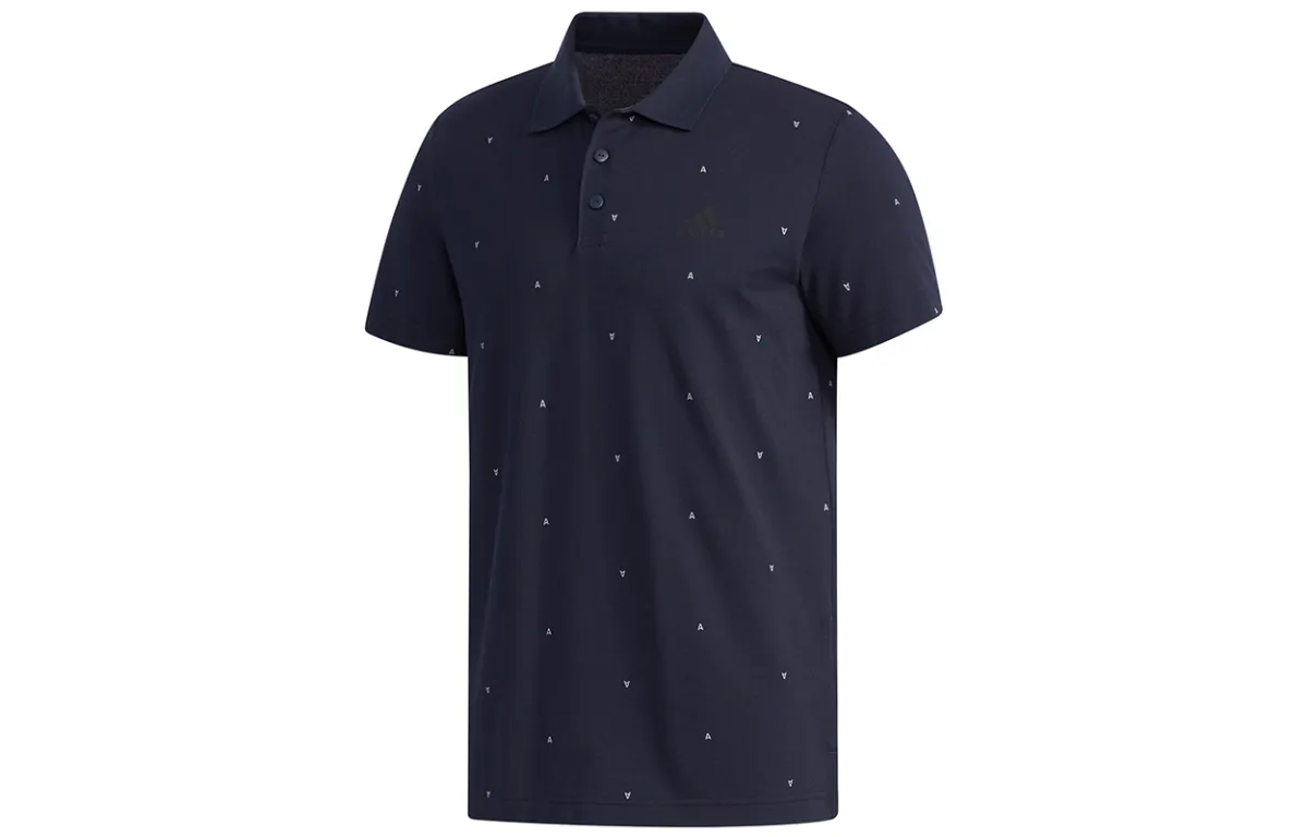 Adidas Polo Shirts Men's Navy Blue Polo Collar Moderate Straight Fit