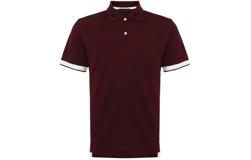 PRADA Polo Shirts Men's Dark Red Polo Collar Moderate Straight Fit