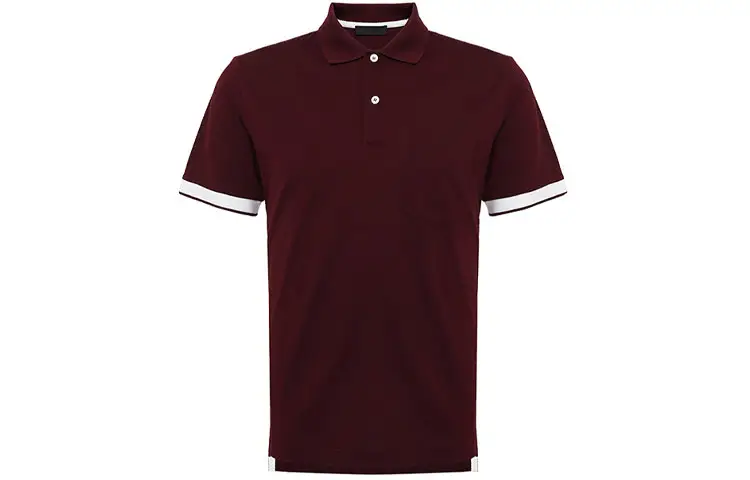 PRADA Polo Shirts Men's Dark Red Polo Collar Moderate Straight Fit
