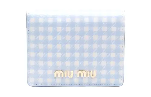 MIU MIU Goatskin Wallet Women's Blue