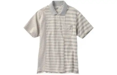 UNIQLO Polo Shirts Men's Gray Polo Collar Moderate Straight Fit