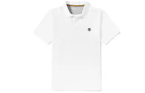 Timberland Polo Shirts Men's White Polo Collar Moderate Straight Fit