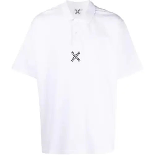 KENZO Polo Shirts Men's White Polo Collar Moderate
