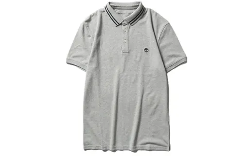 Timberland Polo Shirts Men's Medium Heather Gray Polo Collar Moderate Straight Fit