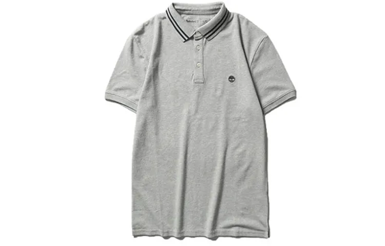 Timberland Polo Shirts Men's Medium Heather Gray Polo Collar Moderate Straight Fit