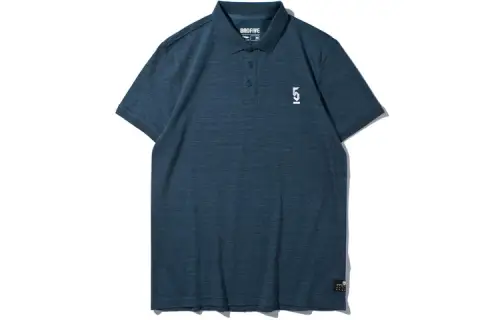 Li Ning Polo Shirts Men's Blue Polo Collar Moderate Straight Fit