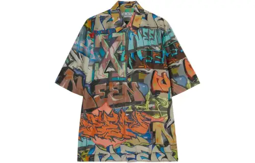 OFF WHITE Graffiti Print Short Sleeve Shirt