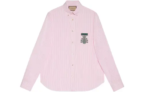 GUCCI Shirts Men's Pink Pointed Collar Moderate Other