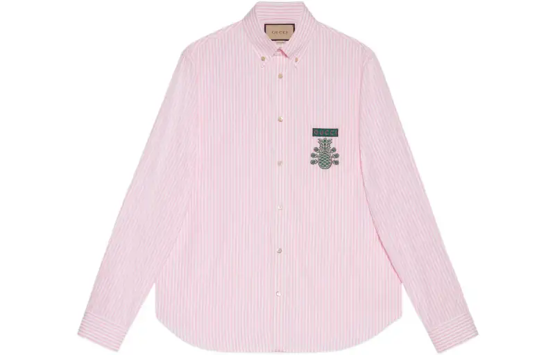 GUCCI Shirts Men's Pink Pointed Collar Moderate Other