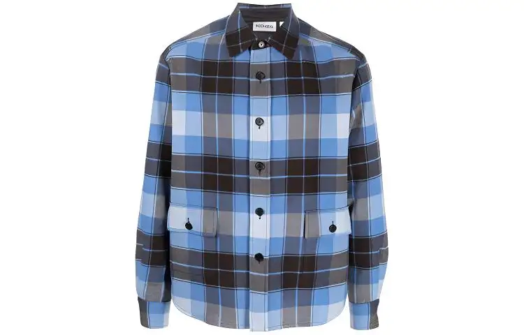 KENZO Shirts Men's Blue Lapel Moderate Other