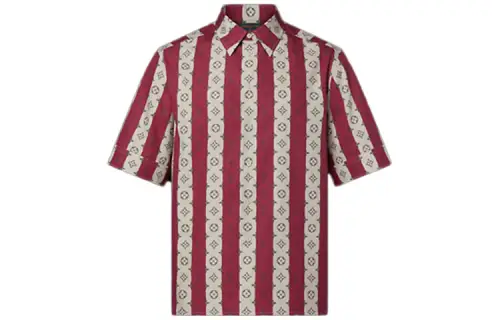 LOUIS VUITTON New Quarterly Products Of LV Shirts Men's Red White Lapel Moderate