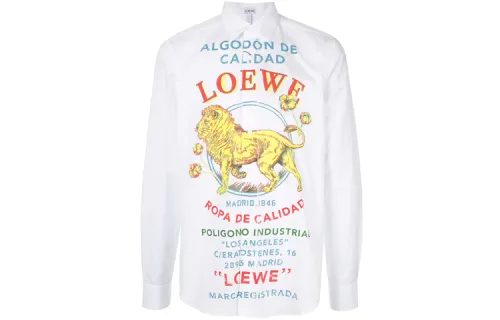 LOEWE Shirts Men's White Lapel Moderate Other