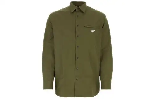 PRADA Logo Plaque Long-Sleeved Shirt