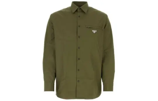 PRADA Logo Plaque Long-Sleeved Shirt