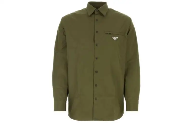 PRADA Logo Plaque Long-Sleeved Shirt
