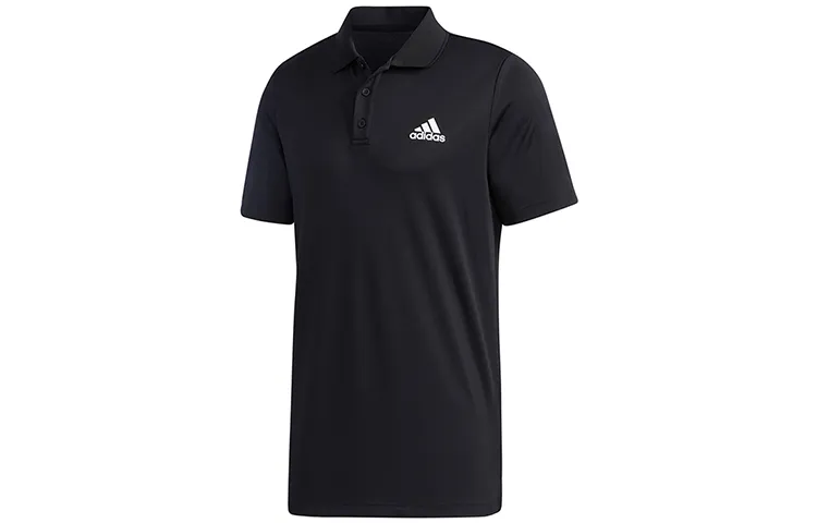 Adidas Polo Shirts Men's Black Polo Collar Moderate Straight Fit