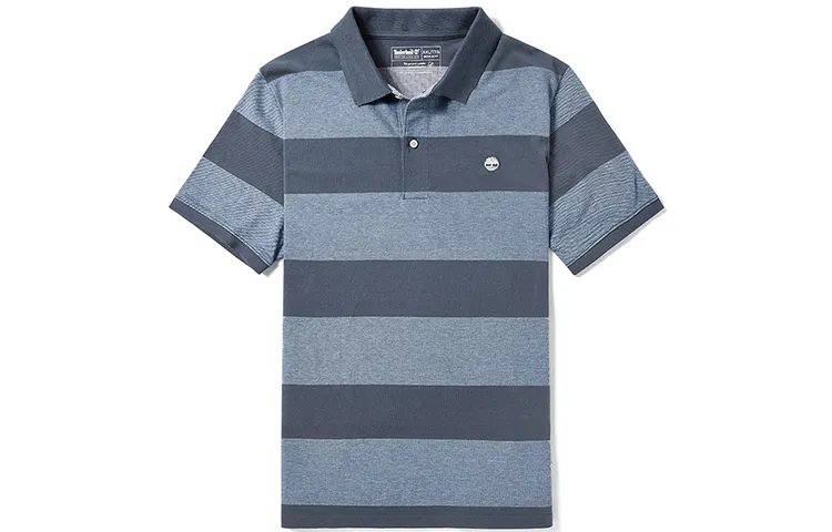 Timberland Polo Shirts Men's Denim Blue Polo Collar Moderate Straight Fit