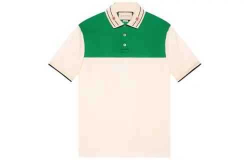 GUCCI Polo Shirts Men's Ecru Polo Collar Moderate Straight Fit