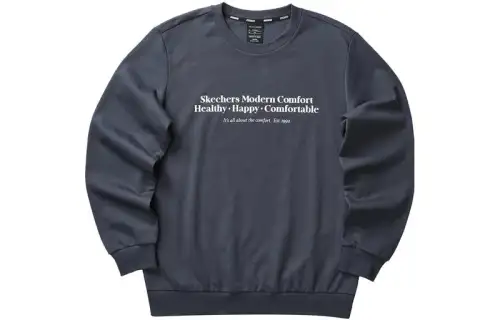 Skechers Elegant Diamond Collection Sweatshirts Men's Ink Gray Crew Neck Moderate Other