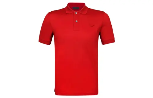 PRADA Polo Shirts Men's Red Polo Collar Moderate Straight Fit