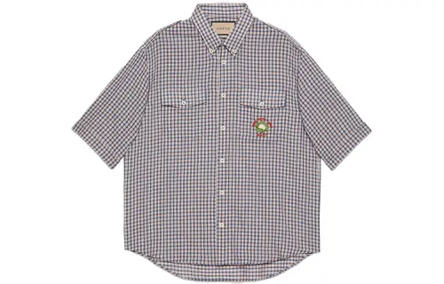 check-print cotton shirt