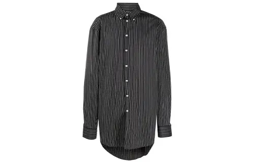 Balenciaga Shirts Men's Black Pointed Collar Moderate Shirt