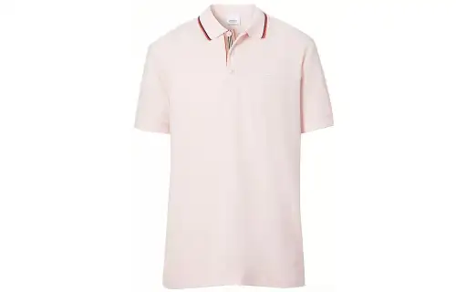 Burberry Polo Shirts Men's Pink Polo Collar Moderate Straight Fit