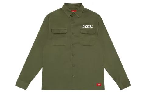 Dickies Shirts Unisex Army Green Square Collar Moderate Workwear