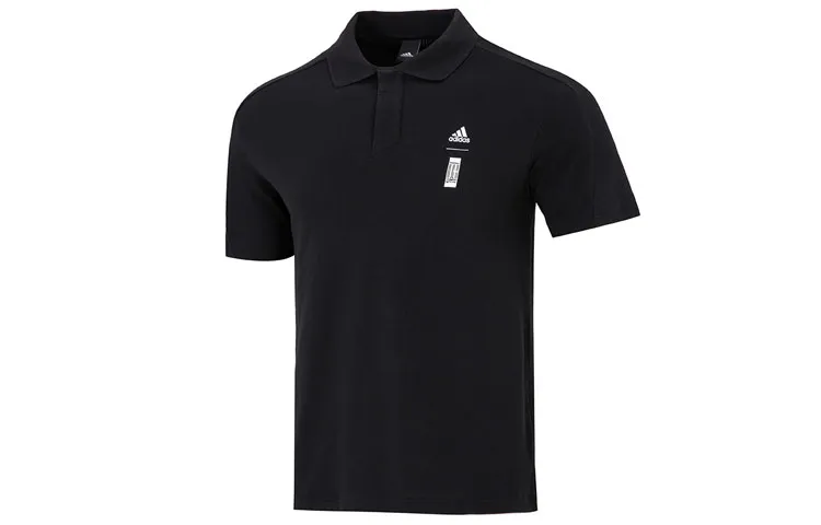 Adidas Polo Shirts Men's Black Polo Collar Moderate Straight Fit