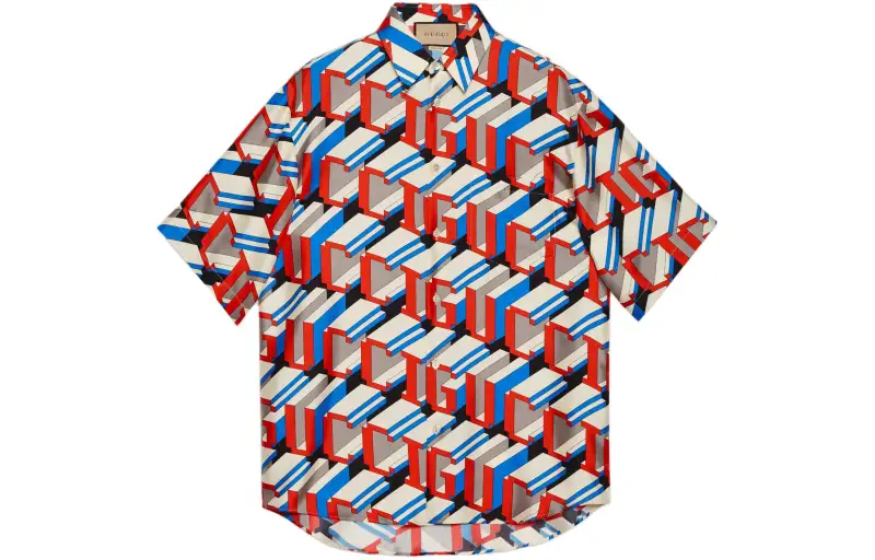 GUCCI Pixel Print Silk Shirt
