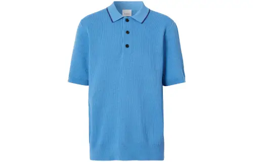 Burberry Polo Shirts Men's Blue Polo Collar Moderate Straight Fit