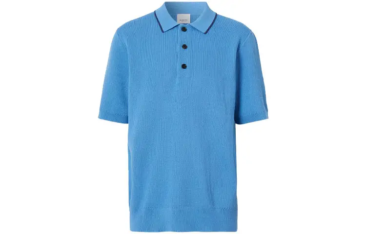 Burberry Polo Shirts Men's Blue Polo Collar Moderate Straight Fit
