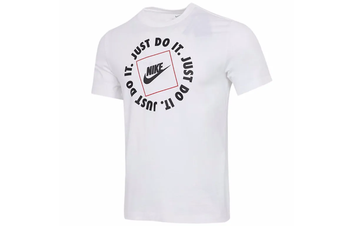 Nike T-Shirts Men's White Crew Neck Moderate Straight Fit