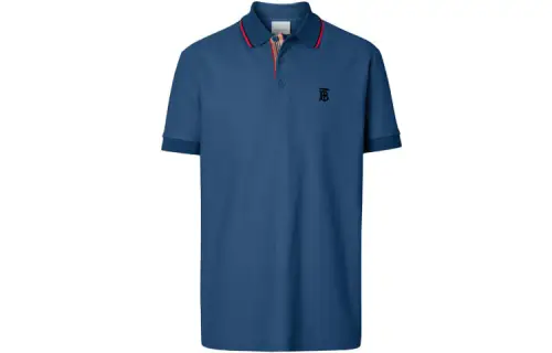 Burberry Polo Shirts Men's Blue Polo Collar Moderate Straight Fit